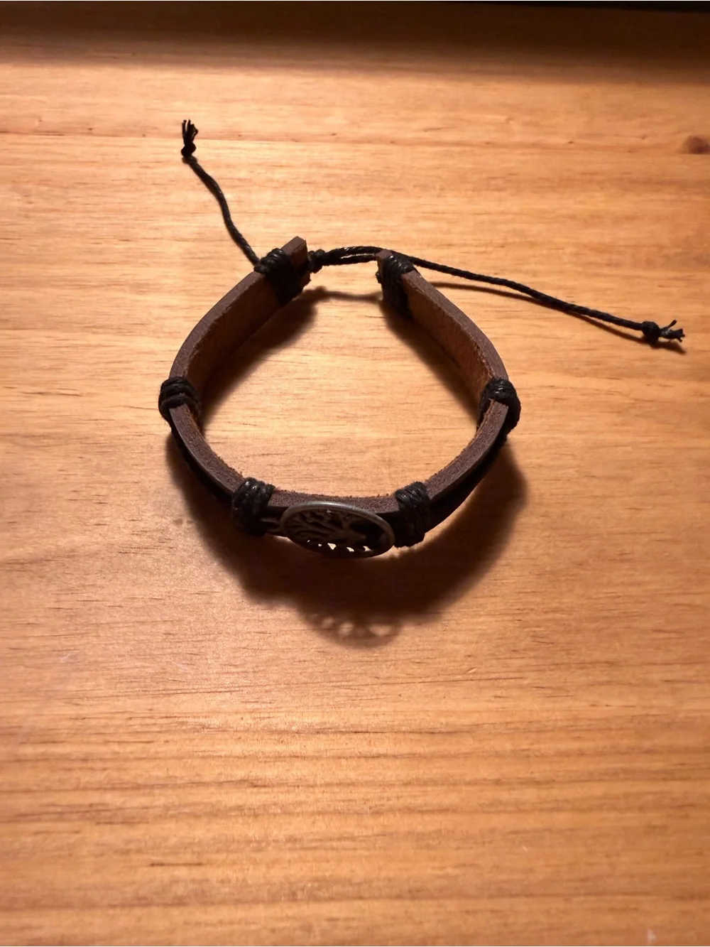 Men's Black Leather Tree of Life Bracelet